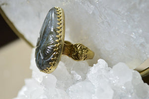 Aureyal Blue Labradorite Brass Ring - We Love Brass