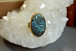 Cargar imagen en el visor de la galería, Aureyal - Blue Labradorite Brass Ring - We Love Brass
