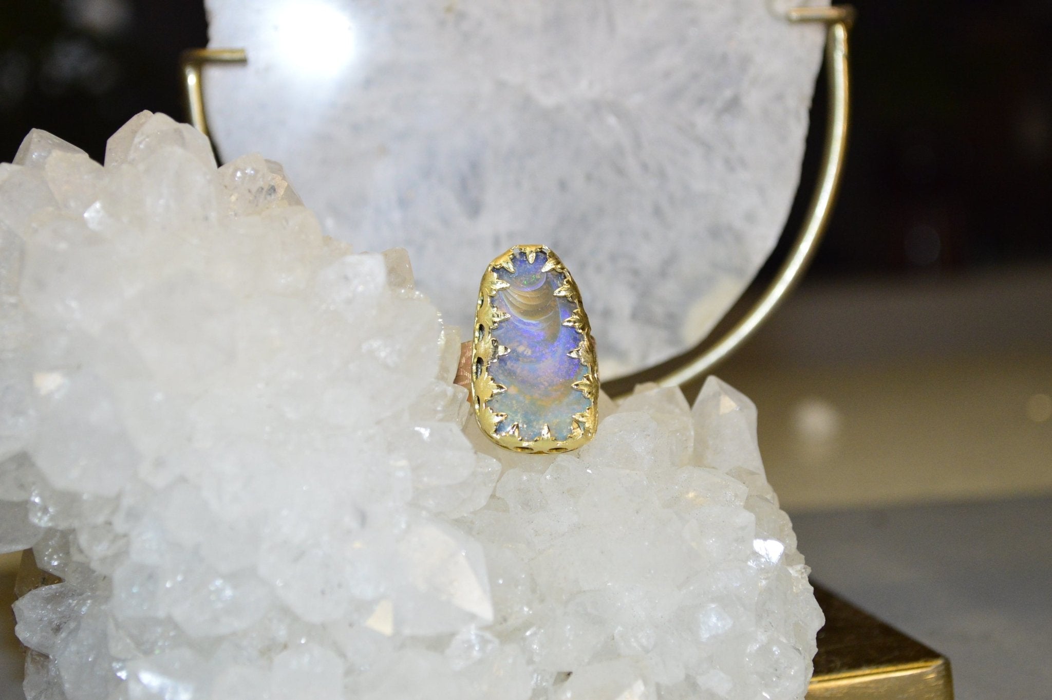 Australian Boulder Opal Brass Ring - We Love Brass