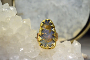 Australian Boulder Opal Brass Ring - We Love Brass