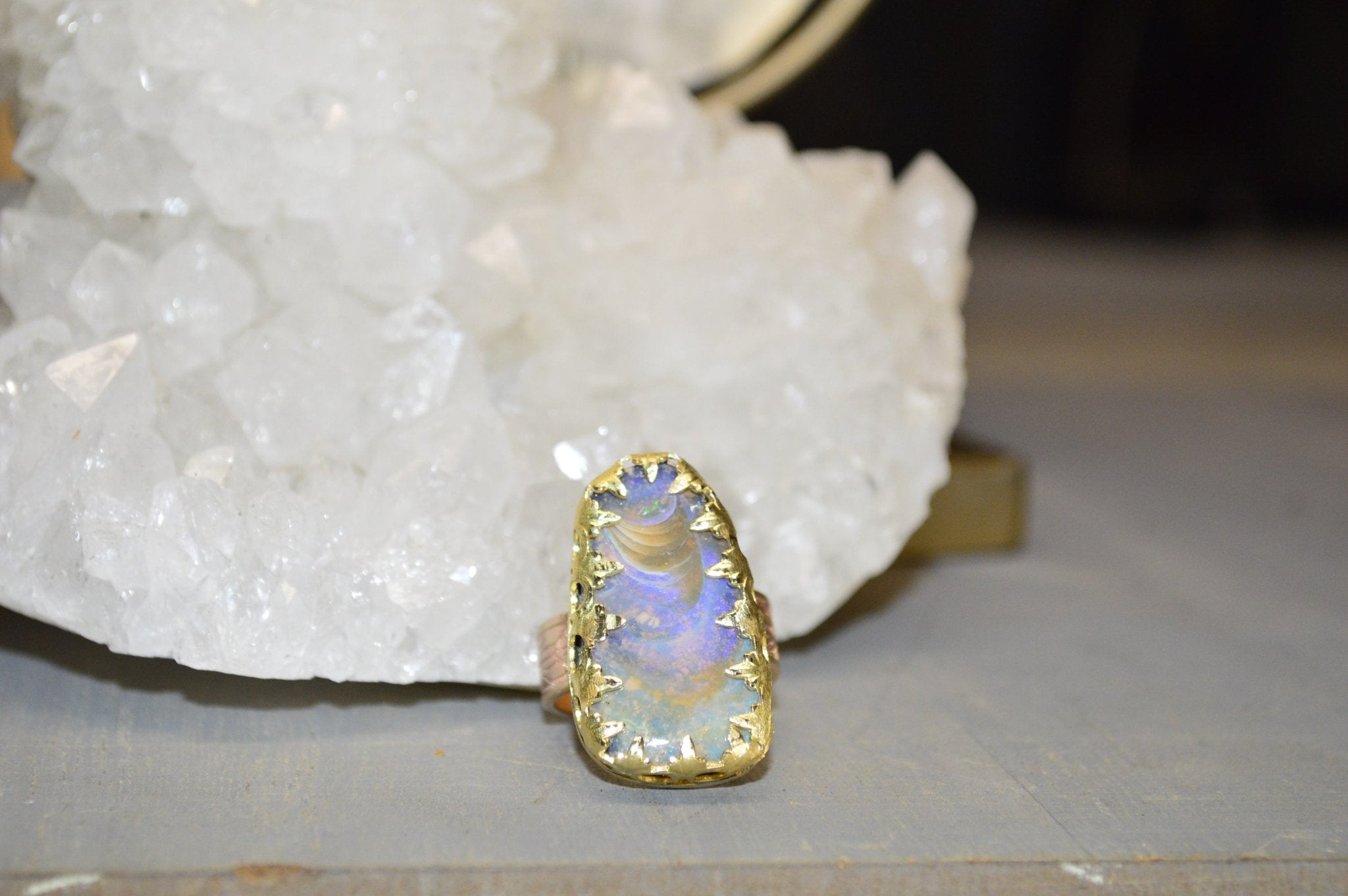 Australian Boulder Opal Brass Ring - We Love Brass