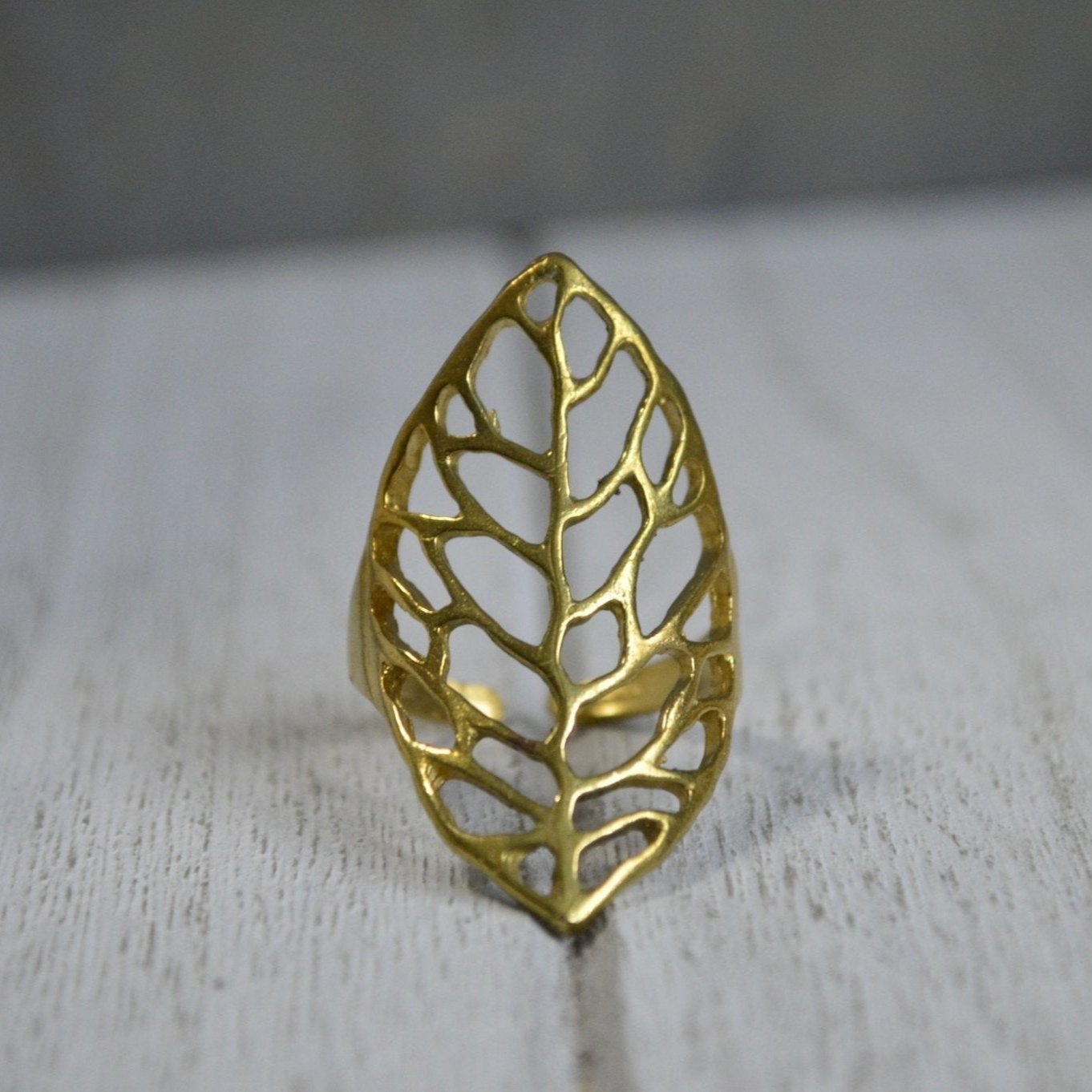Autumn Leaf Brass Ring - We Love Brass