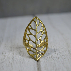 Autumn Leaf Brass Ring - We Love Brass