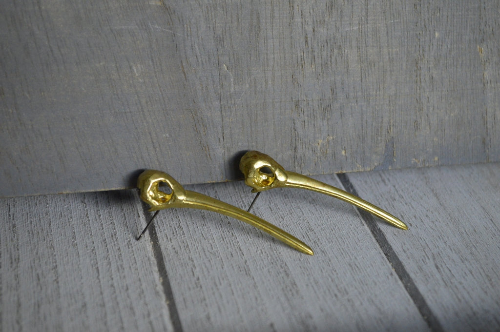 Bird Skull Earrings - CLEARANCE - We Love Brass