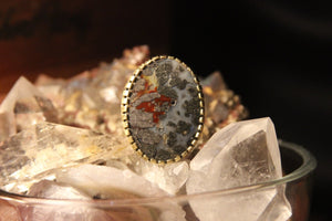 Bloodred - Marcasite Crystal Brass Ring - We Love Brass