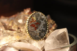 Bloodred - Marcasite Crystal Brass Ring - We Love Brass