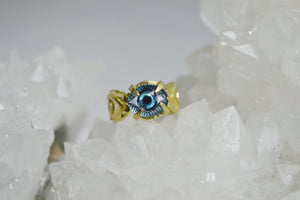 Blue Evil Eye Brass Ring - We Love Brass
