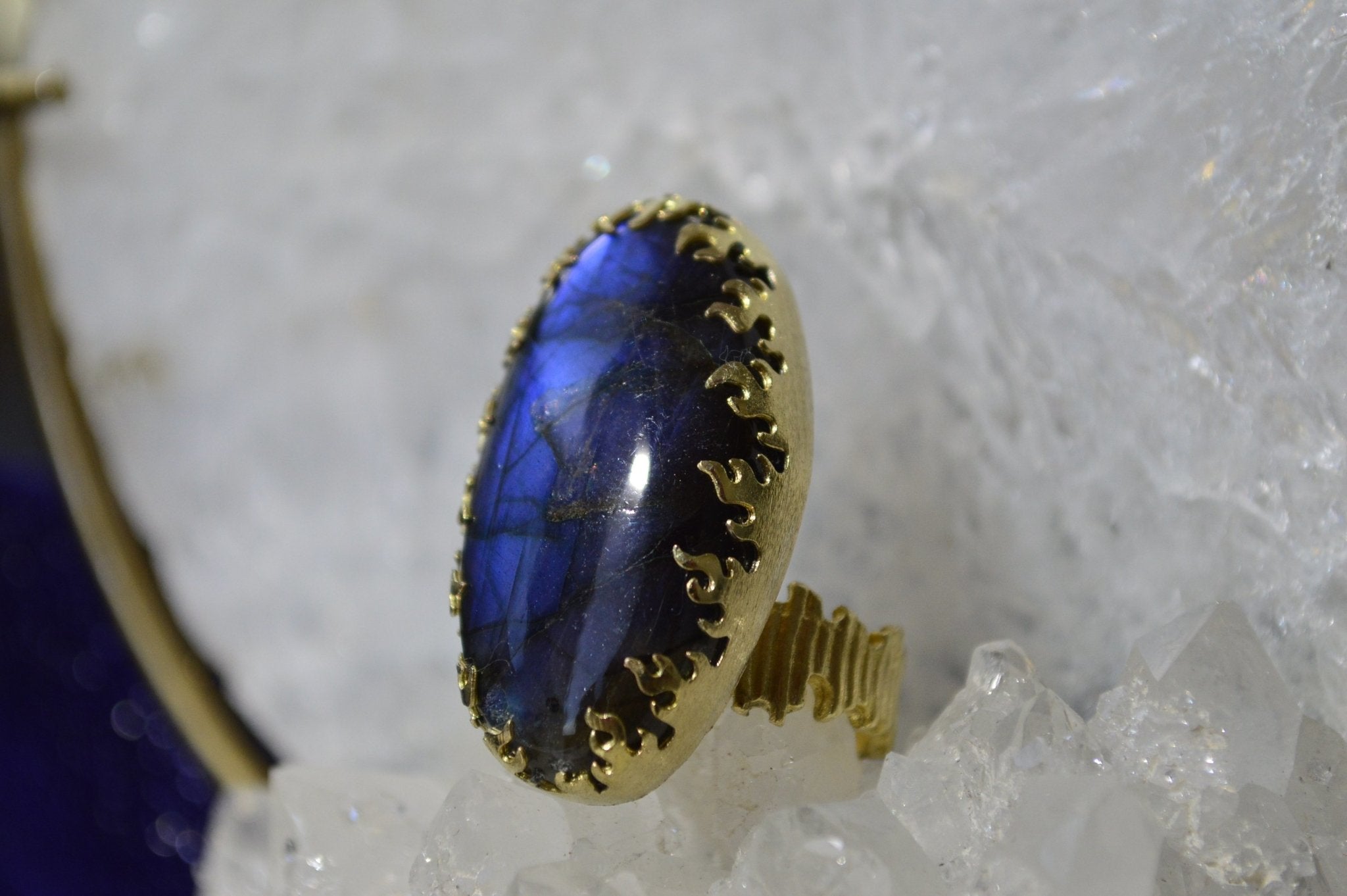 Blue Flames Brass Labradorite Ring - We Love Brass
