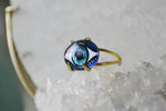 Load image into Gallery viewer, Blue Glass Evil Eye Ring - We Love Brass
