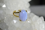 Cargar imagen en el visor de la galería, Blue Lace Agate Brass Ring - We Love Brass

