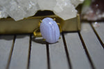 Load image into Gallery viewer, Blue Lace Agate Gum Drop Brass Ring - We Love Brass
