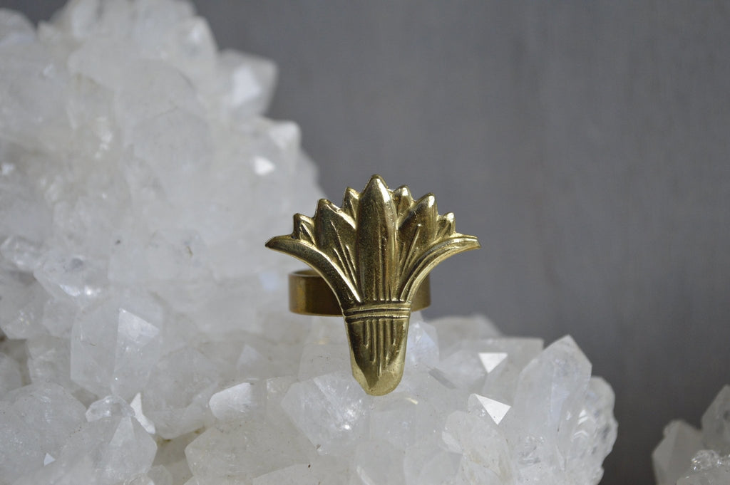 Blue Lotus Brass Ring - We Love Brass