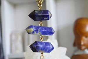 Blue Moon - Lapis and Sodalite Brass Necklace - We Love Brass