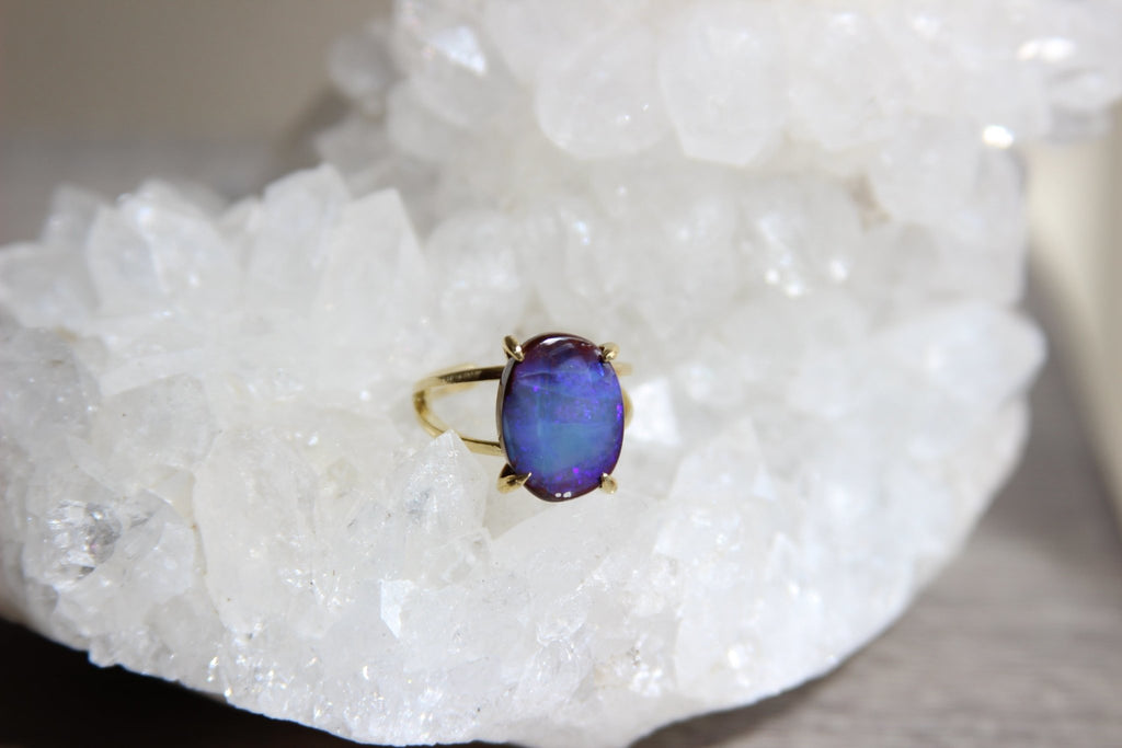 Brass Australian Boulder Opal Ring - We Love Brass