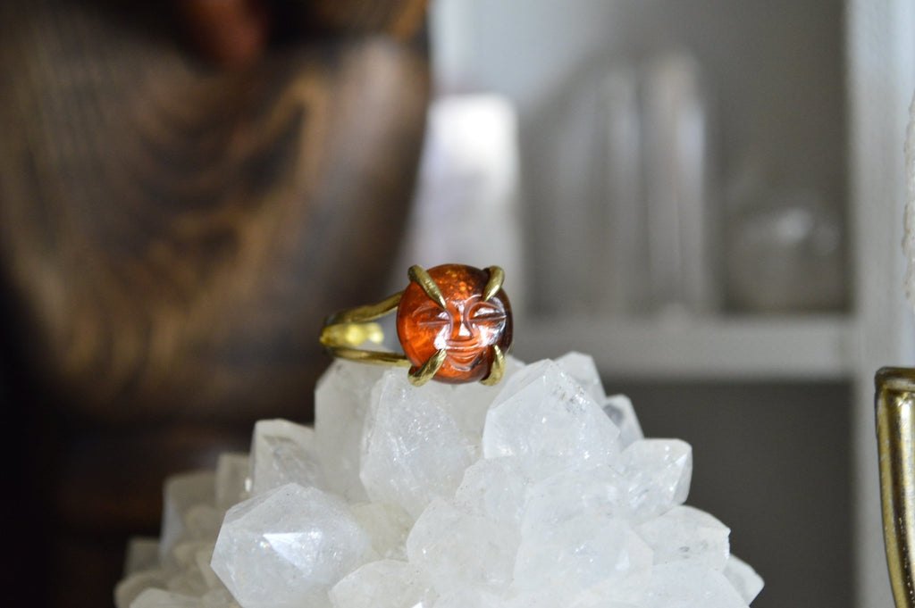 Brass Garnet Cameo Ring - We Love Brass