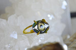 Load image into Gallery viewer, Bronze Glass Evil Eye Brass Ring
