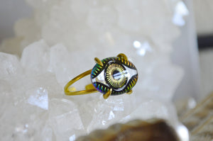 Bronze Glass Evil Eye Brass Ring
