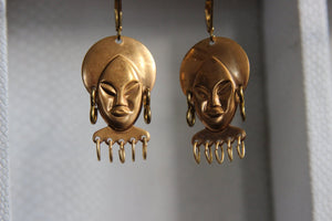 Calma Mama - African Woman Brass Earrings - We Love Brass