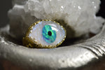 Cargar imagen en el visor de la galería, Caught Up - Hand Carved Opal Eye Brass Ring - We Love Brass
