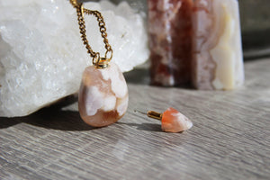 Cherry Agate Potion Bottle Brass Necklace - We Love Brass