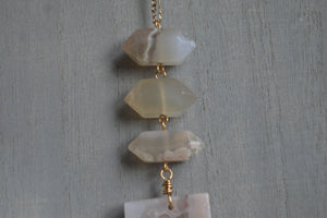Cherry Blossom Agate Brass Necklace - We Love Brass