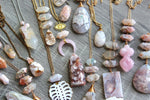 Load image into Gallery viewer, Cherry Blossom Agate Brass Necklace - We Love Brass
