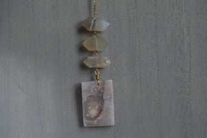 Cherry Blossom Agate Brass Necklace - We Love Brass