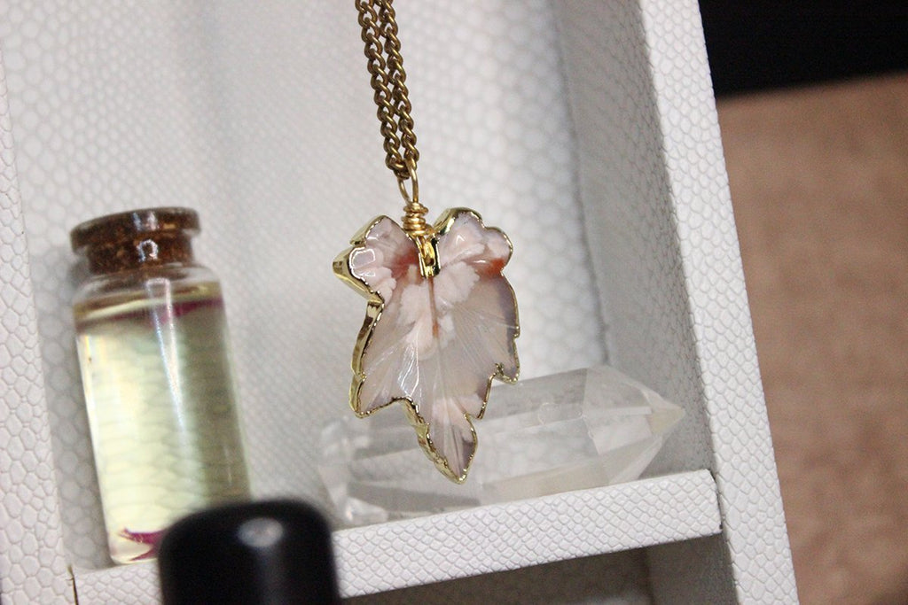 Cherry Blossom Crystal Necklace - Brass - We Love Brass