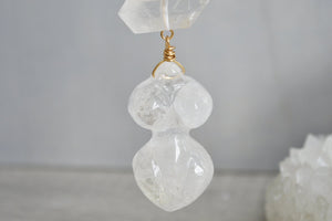 Clairvoyant Quatz Crystal Brass Goddess Necklace - We Love Brass