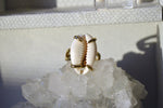 Load image into Gallery viewer, Claws Out Cowrie Shell Ring - We Love Brass
