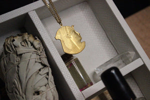 Cleo Egyptian Cameo Necklace - Brass - We Love Brass