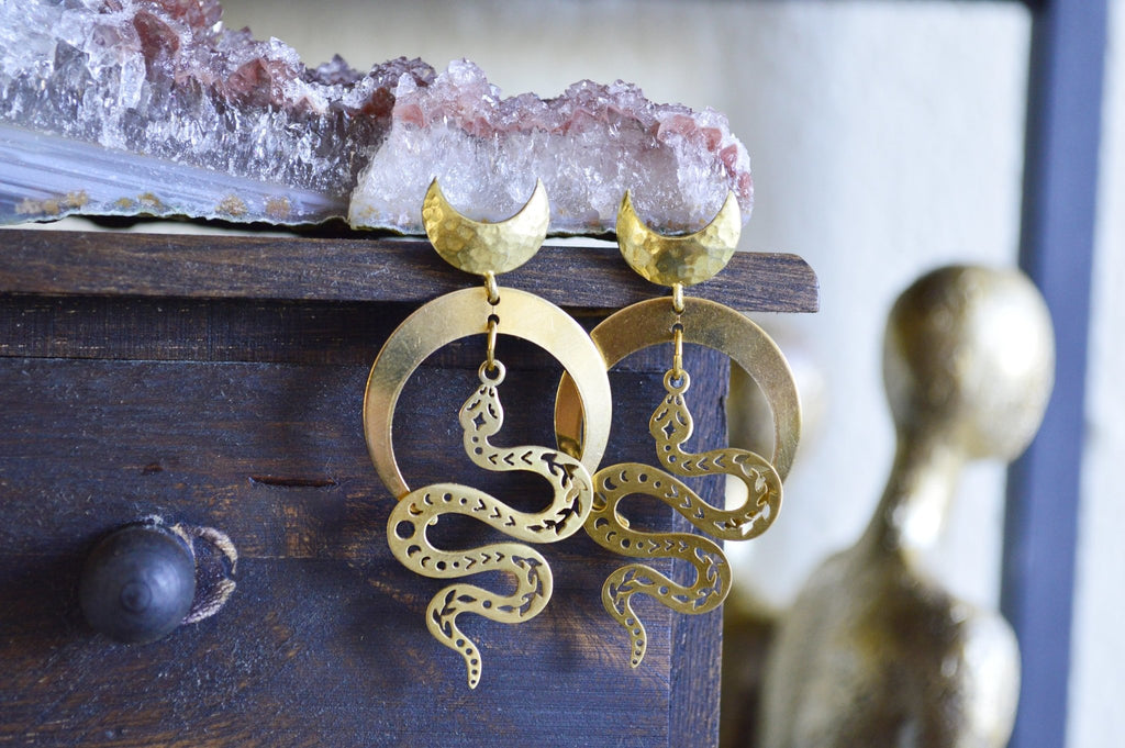 Come Around Brass Serpent Earrings - We Love Brass