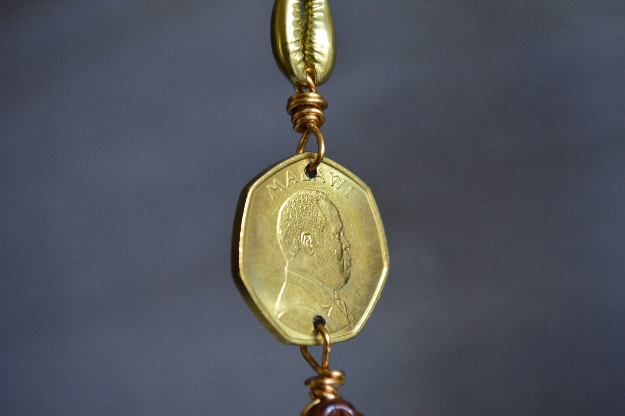 Cowrie - I - Brass Malawi Coin Necklace - We Love Brass