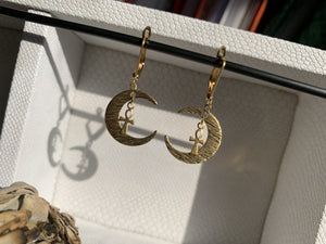 Crescent Ankh Brass Earrings - We Love Brass