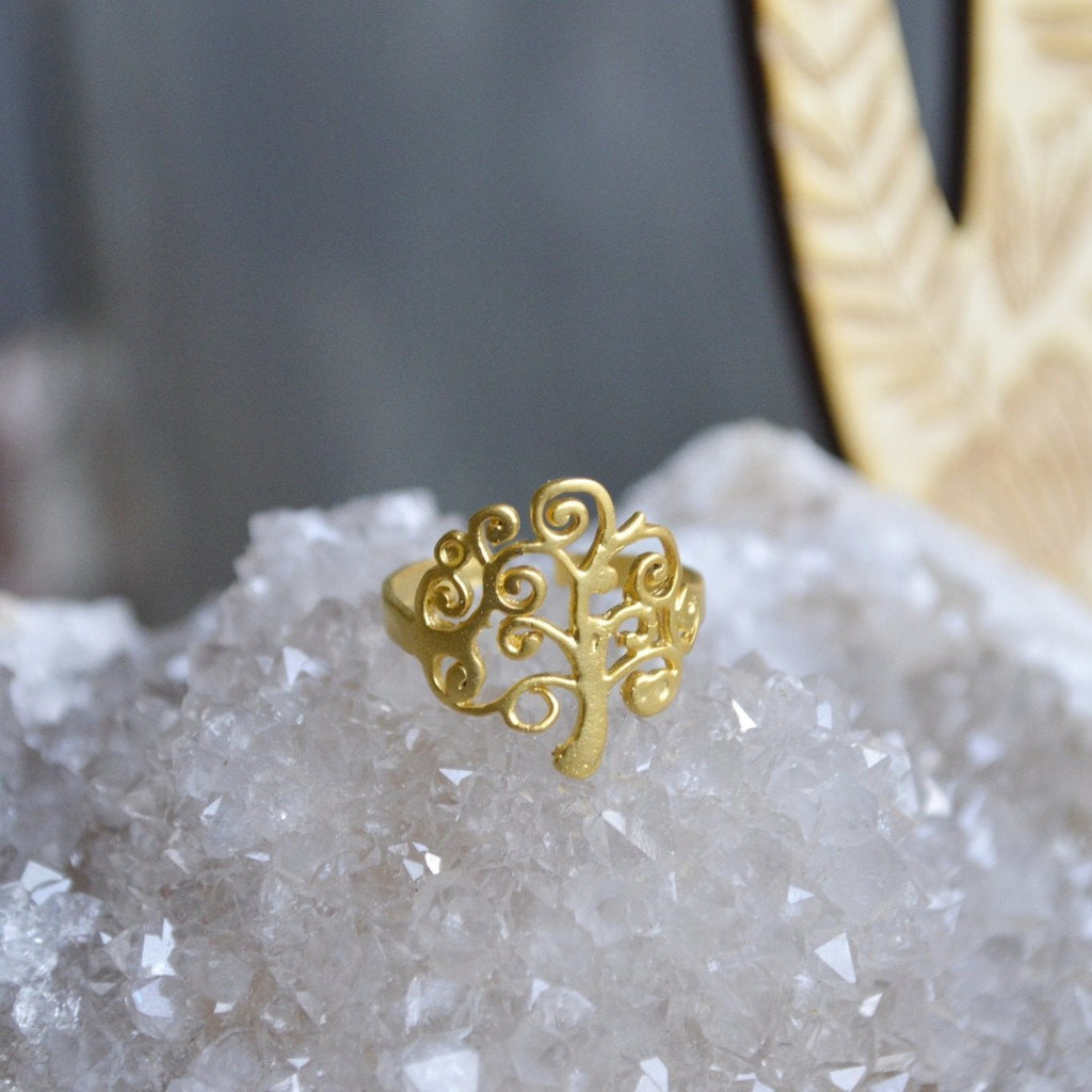 Dainty Branched Brass Tree Ring - We Love Brass
