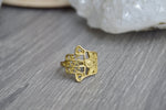 Load image into Gallery viewer, Dainty Brass Filigree Hamsa Ring - We Love Brass
