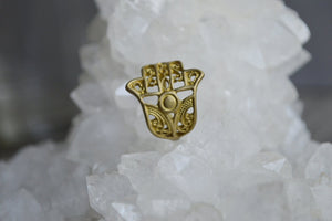 Dainty Brass Filigree Hamsa Ring - We Love Brass