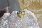Cargar imagen en el visor de la galería, Dainty Brass Filigree Hamsa Ring - We Love Brass
