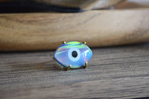 Dark Aura Opal Evil Eye Brass Ring - We Love Brass