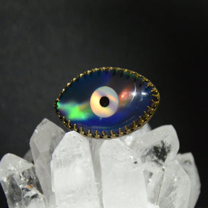 Darkness - Quartz/Opal Evil Eye Brass Ring - We Love Brass