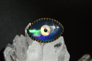 Darkness - Quartz/Opal Evil Eye Brass Ring - We Love Brass