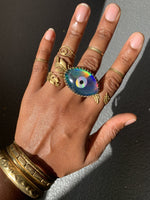 Load image into Gallery viewer, Darkness - Quartz/Opal Evil Eye Brass Ring - We Love Brass
