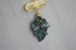 Deepest - Moss Agate and Citrine Crystal Necklace - We Love Brass