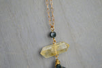 Load image into Gallery viewer, Deepest - Moss Agate and Citrine Crystal Necklace - We Love Brass
