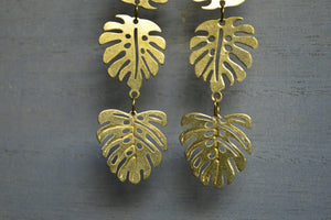 Deli - Monstera Deliciosa Brass Earrings - We Love Brass