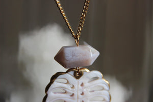 Deliciosa Flower Agate Brass Crystal Necklace - We Love Brass