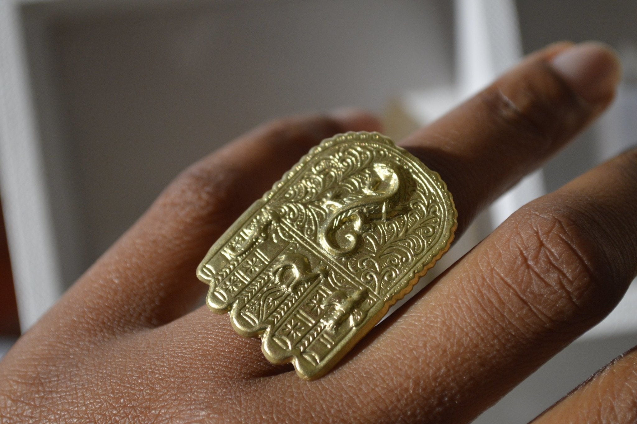 Desert Hamsa Brass Ring - We Love Brass
