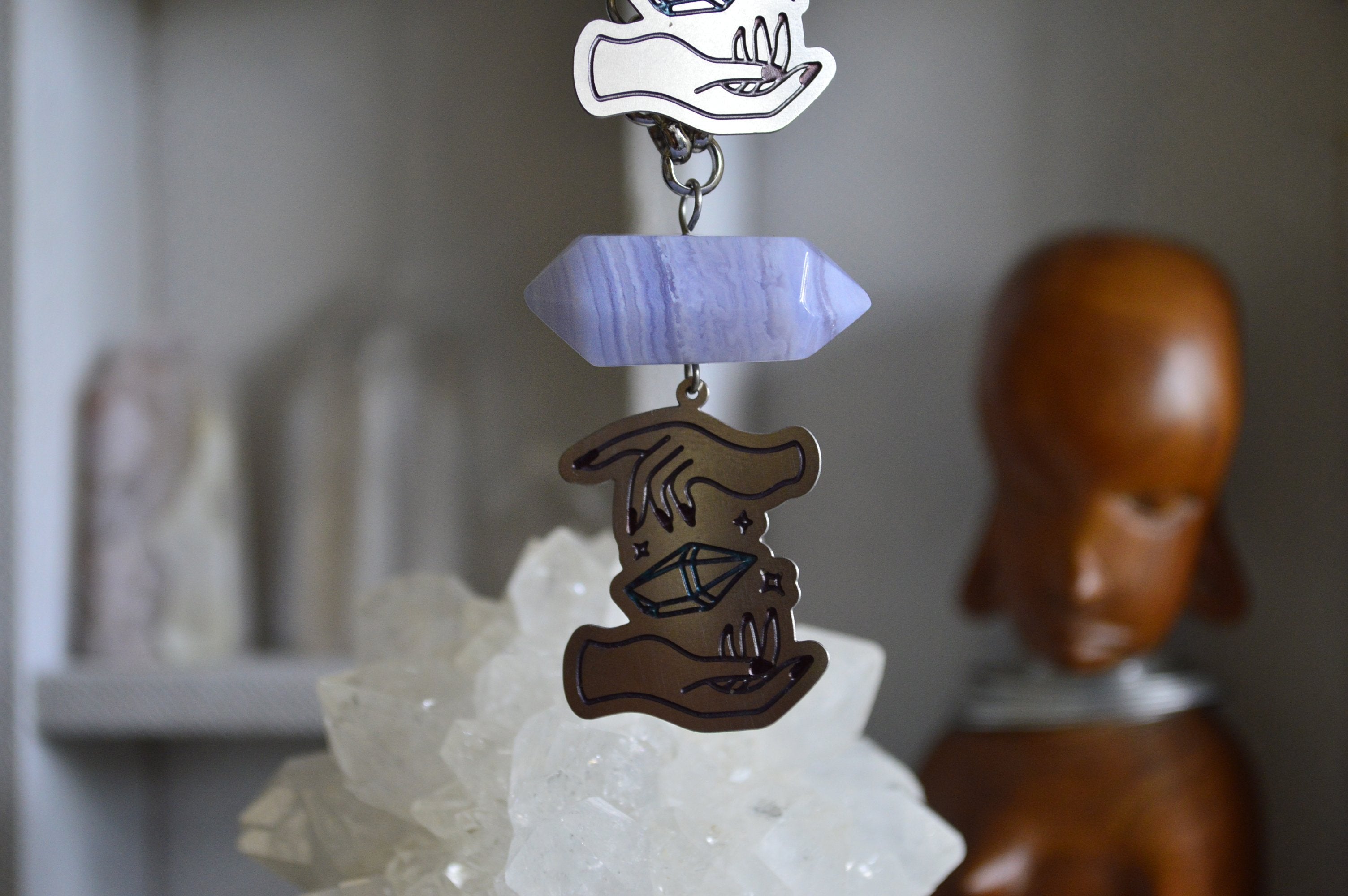 Destiny - Blue Lace Agate Stainless Steel Choker