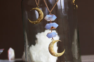 Duality Brass Moon Necklace Set - We Love Brass