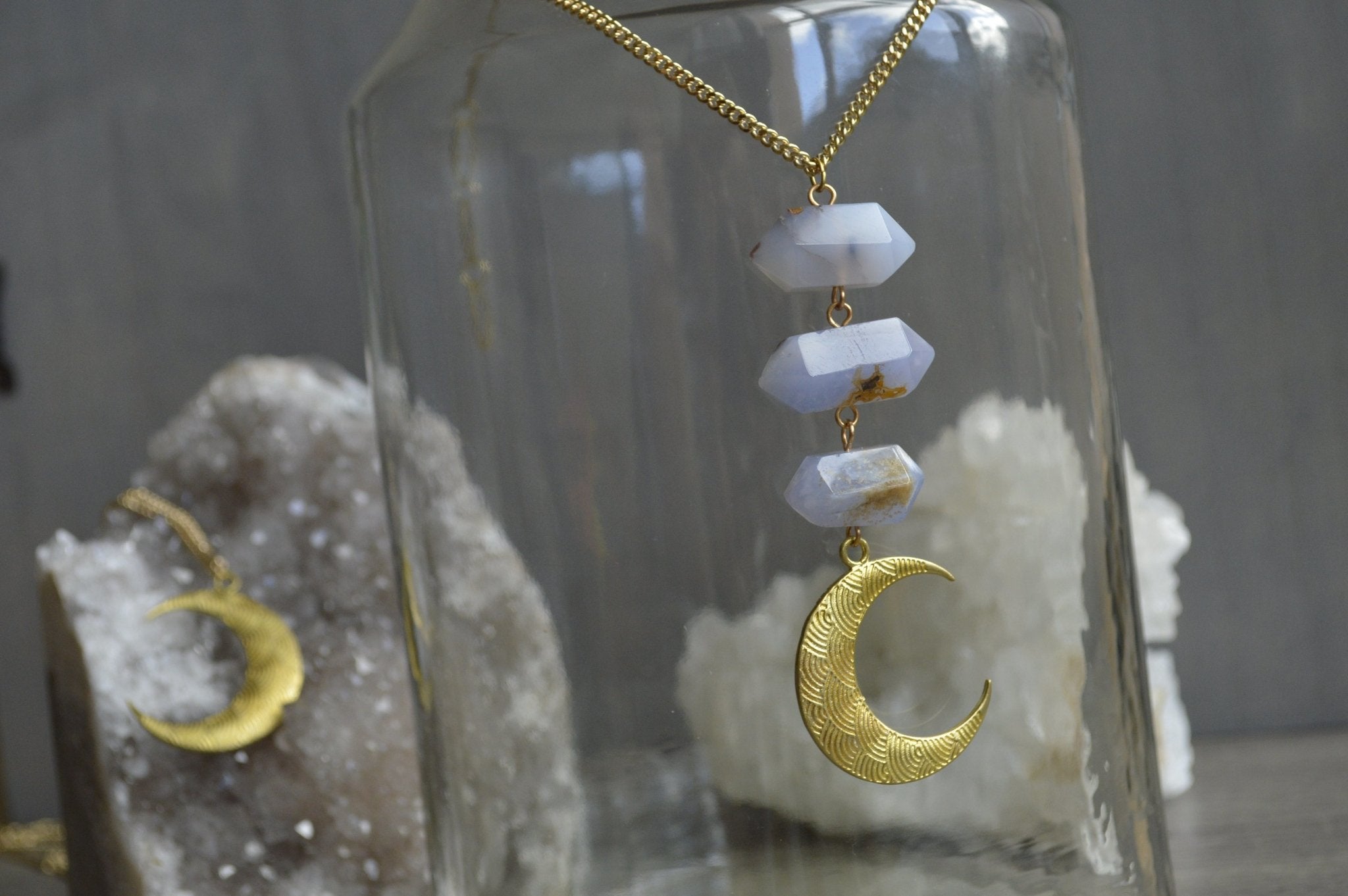 Duality Brass Moon Necklace Set - We Love Brass